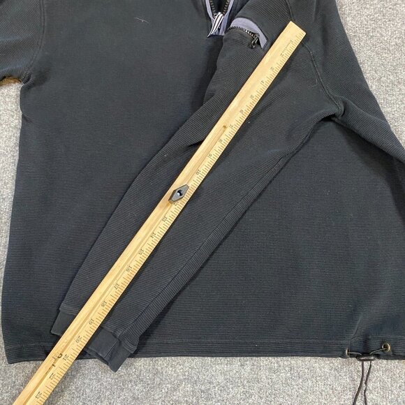 Carbon 2 Cobalt Sweater M Black Solid 1/4 Pullover Cotton Sleeve Pocket - Picture 6 of 12